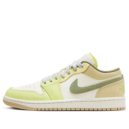 (WMNS) Air Jordan 1 Low 'Sail Oil Green Light Lemon'  FD9906-131 Signature Shoe